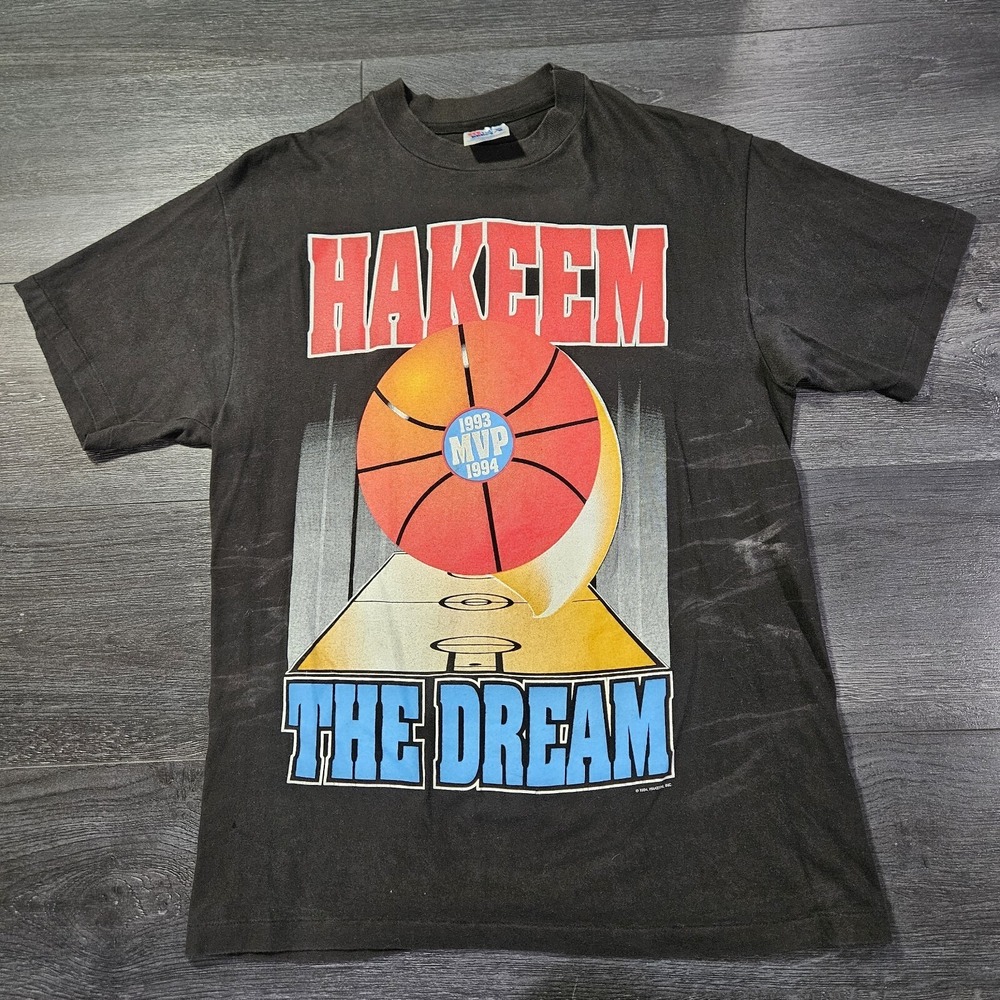 VTG Hanes Beefy T Shirt Hakeem The Dream Olajuwon 1994 NBA‎ MVP Adult M Rockets